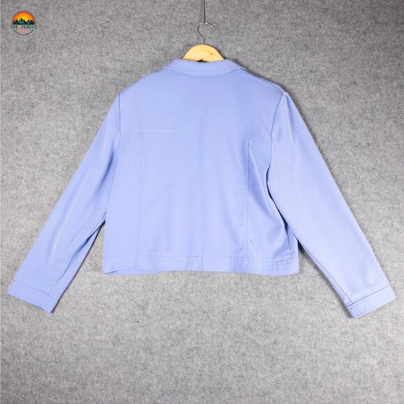 Sag Harbor Button Front Jacket Blue Long Sleeve Collared Women's Size 16 - Picture 2 of 8